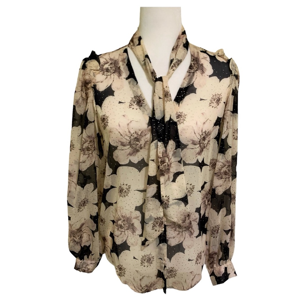 Flash Sale PAIGE Blouse Giada Tie-Neck Peasant Blouse Silk-like NEW Size XS